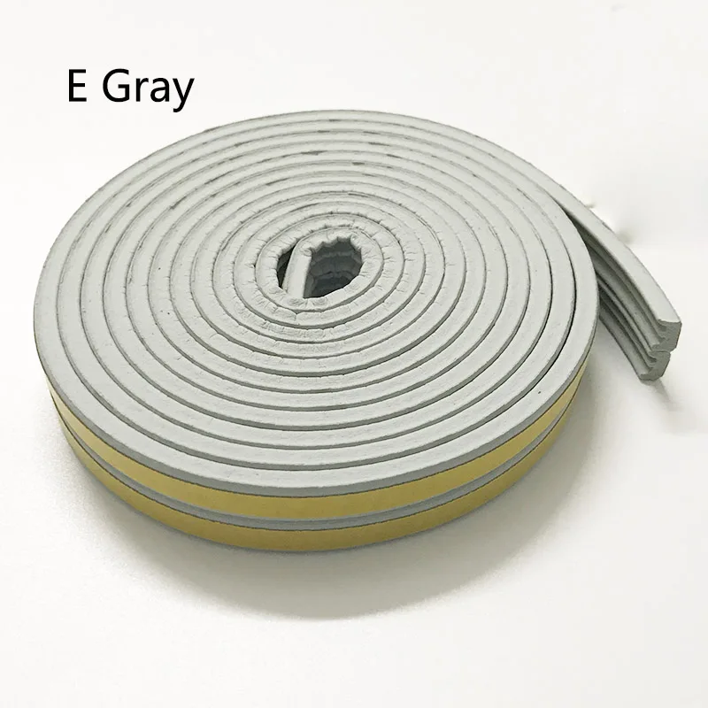 E-type 5m Doors And Windows Seal Strip Soundproof Strip Self-Adhesive Foam Rubber Super Glue Soundproofing Weatherstrip Top