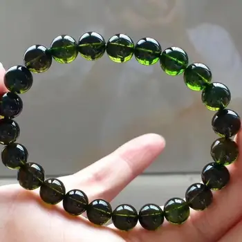 

AAAAA 8MM Natural Colorful Tourmaline Crystal ROUND Clear Beads Bracelet