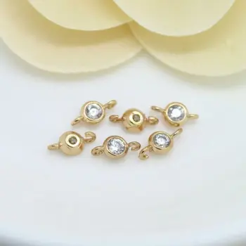 

6PCS 4x8MM 24K Champagne Gold Color Plated Brass 2 holes with Zircon Connect Charms High Quality Diy Jewelry Accessories