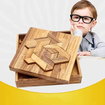 

3D Puzzle Wooden Kongming Lock Intelligence Game Brain Teaser Fun IQ Test Educational Toys Gift for Children Adults