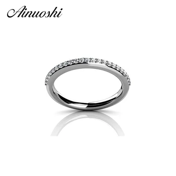

AINOUSHI Proposal Engagement Ring 100% 925 Solid Sterling Silver SONA NSCD Wedding Double Rings for Women or Men Fashion Bands