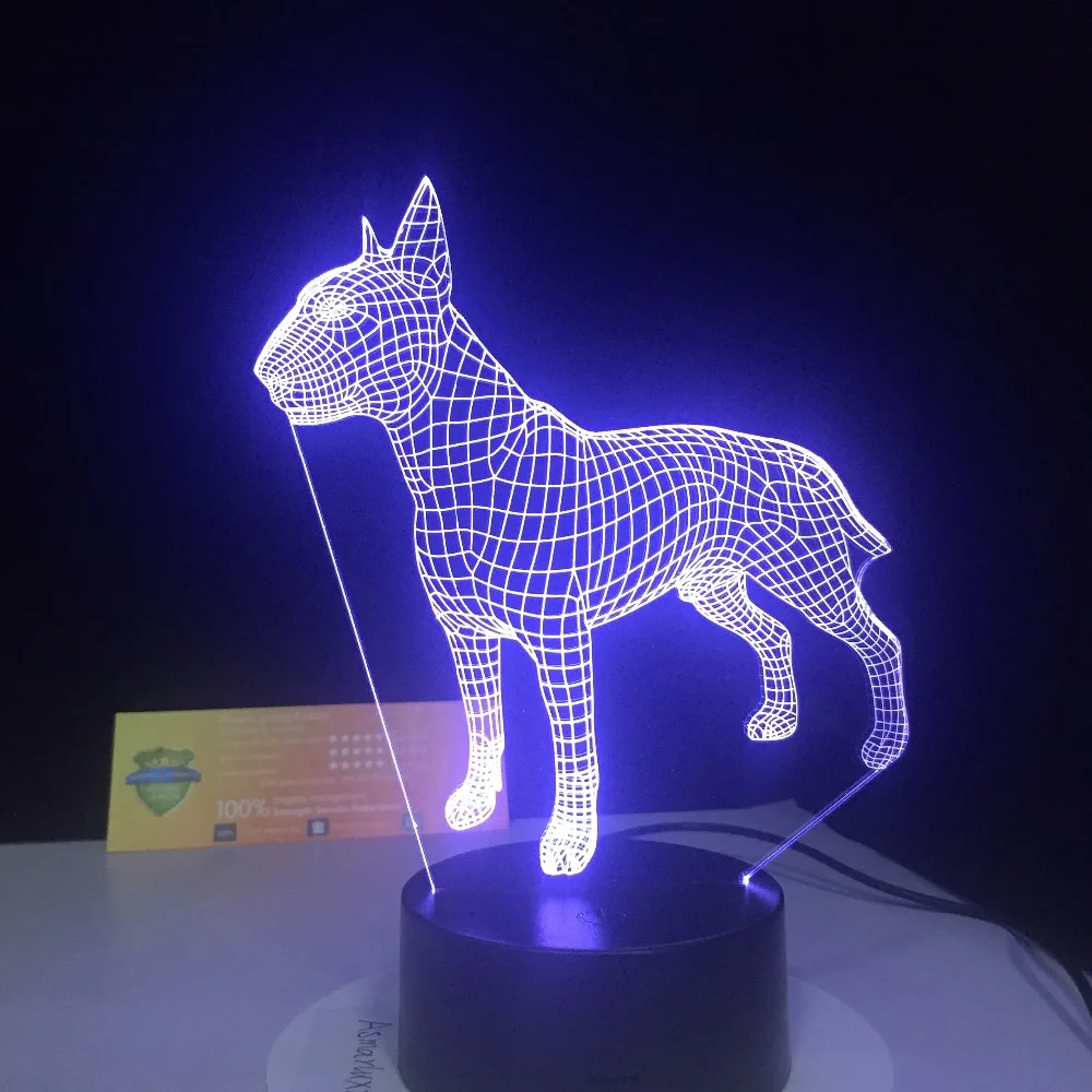USB лампа в виде собаки Бультерьера 7 цветов|Ночники| |