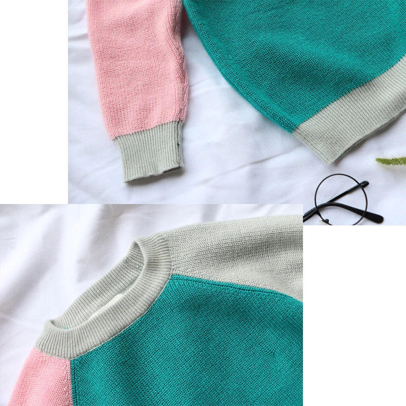 B&N New Baby Children Clothing Girls Patchwork Candy Color Knitted Sweater Kids Autumn Winter Cotton Outer Wear Girl Pullover14