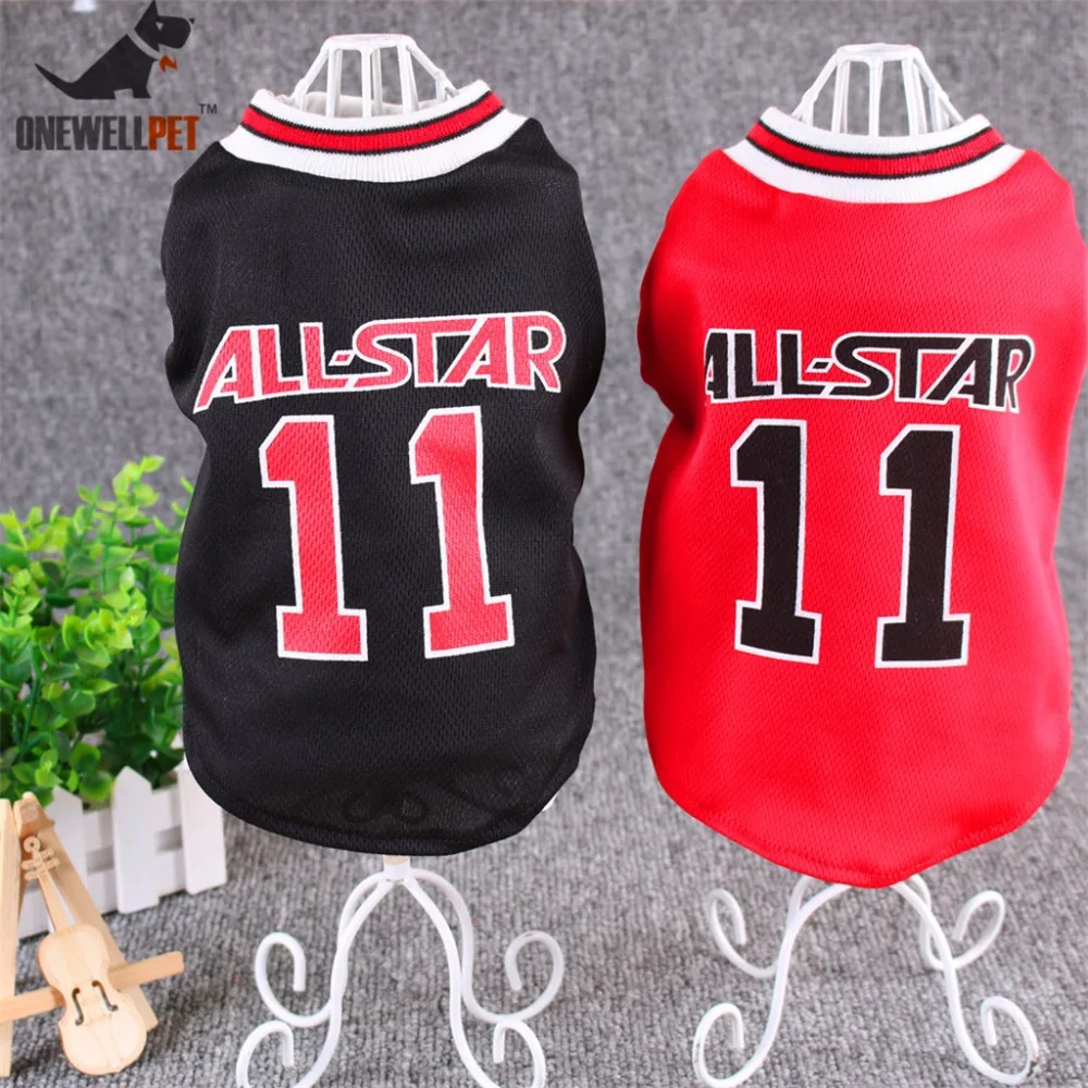 

Onewellpet Brand Football Basketball World Cup Sports Cotton T-shirt With Decoration Of Pyrograph For Teddy and Other Pet Dogs