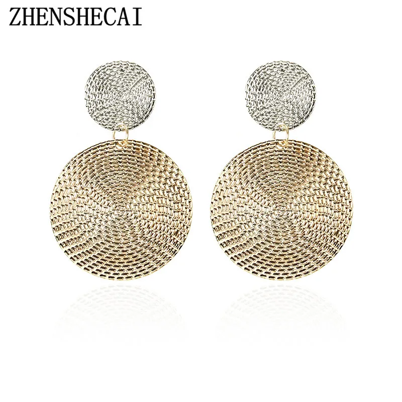

Fashion Statement Earrings 2019 Big Geometric earrings For Women Female Metal Round Circle Drop Earrings Gifts Brincos