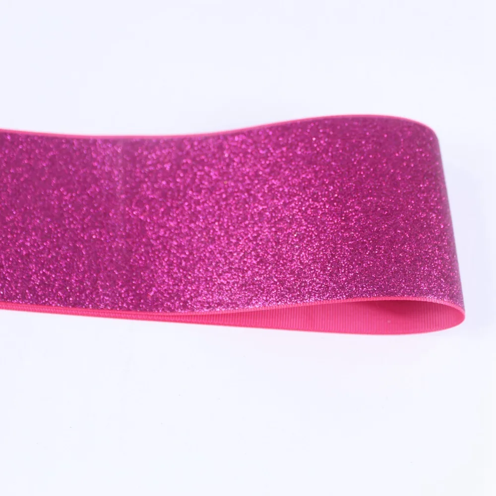 

T.R RIBBON 3'' 75mm full glitter grosgrain polyester sparkle sprayed ribbon Gift Wrap ribbon 175 shocking pink 10yards