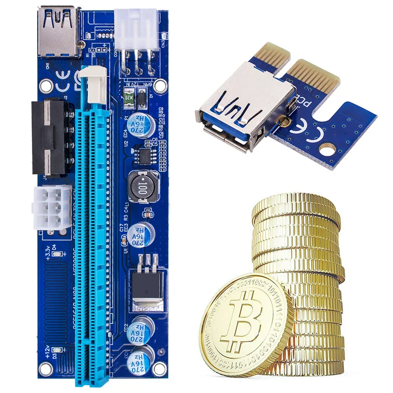 

Mini Miner 009s 1x To 16x PCI Express Riser Card PCI-E Extender USB3.0 Cable Dual 6pin 4pin Molex SATA To 6Pin for ETH Bitcoin