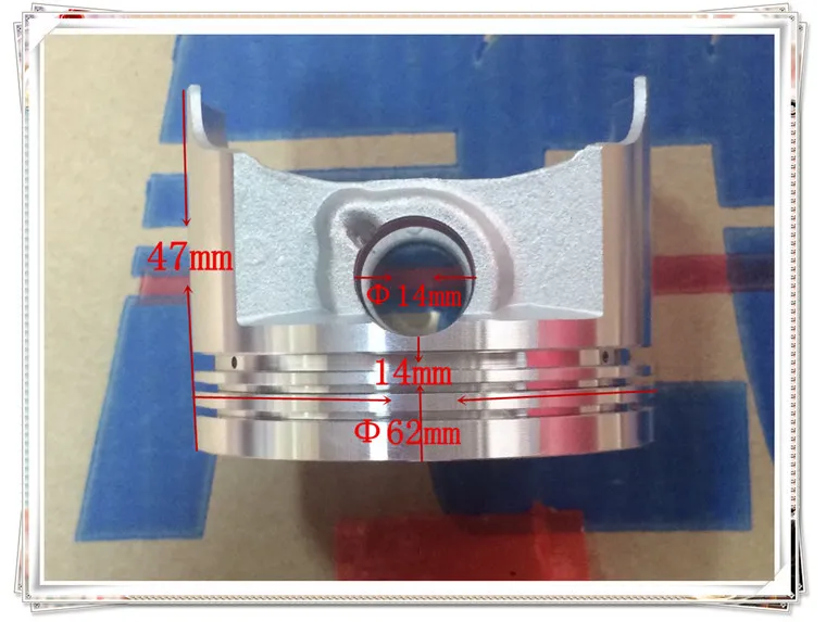 Brand new and high quality motorcycle piston GN150 GS150 EN150 piston ring piston diameter is 62mm The piston pin is 14mm