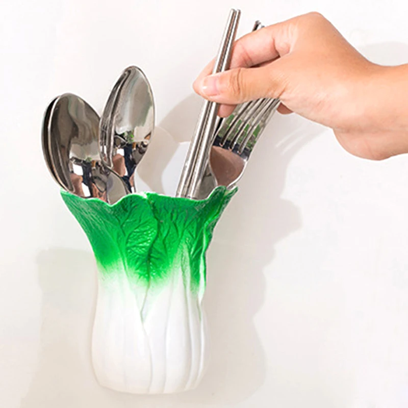 

Creative Kitchen Accessory Organizer Hanger Rack Decorative Green Vegetable Chinese Cabbage Shape Storage Container with Sucker