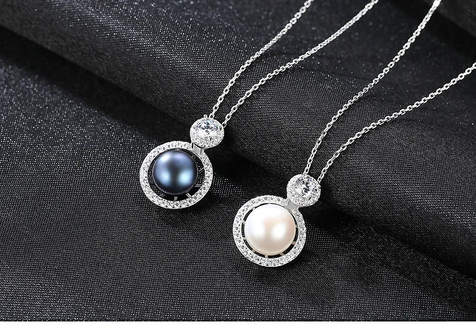 

S925 Sterling Silver Necklace Zircon Natural Freshwater Pearl Pendant Fashion Accessories YBS01
