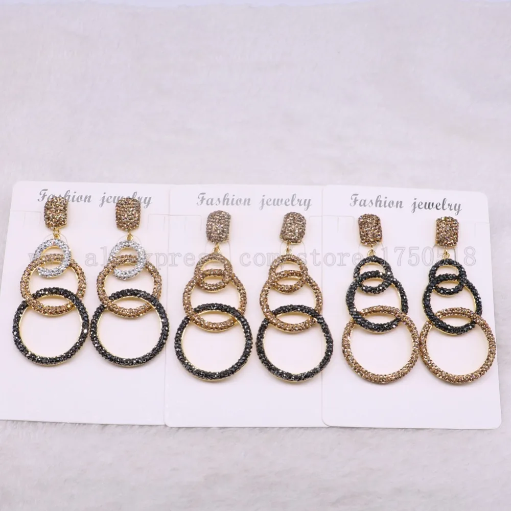 

5 pairs dangle earrings 3 circle mix colors wholesale druzy earrings drop earrings Gems stone jewelry 3250
