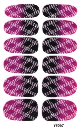 Красивые ногти с блестками стикер нетоксичный самоклеющийся клей для ногтей стикер s градиентный цвет плед на весь ноготь обертывание фольги - Цвет: Ys067