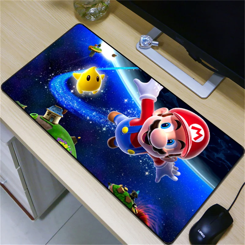 

FFFAS 80x40cm Childhood Gaming Mouse Pad Big Mario Mushroom Princess Game Large Table Soft Mousepad Desk Mat for Laptop Notebook