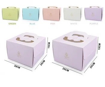 

6/8 inch Portable Handle Bakery Boxes European Gold Foil Biscuit Cake Box Mousse Cookies Pastry Packaging Boxes W8554