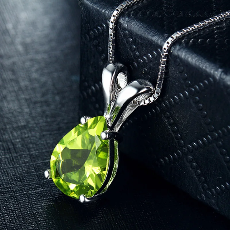 

2.5ct Natural Peridot 925 Sterling Silver Pendants & Necklaces For Women Luxury Water Drop Green Gemstone Necklace Woman