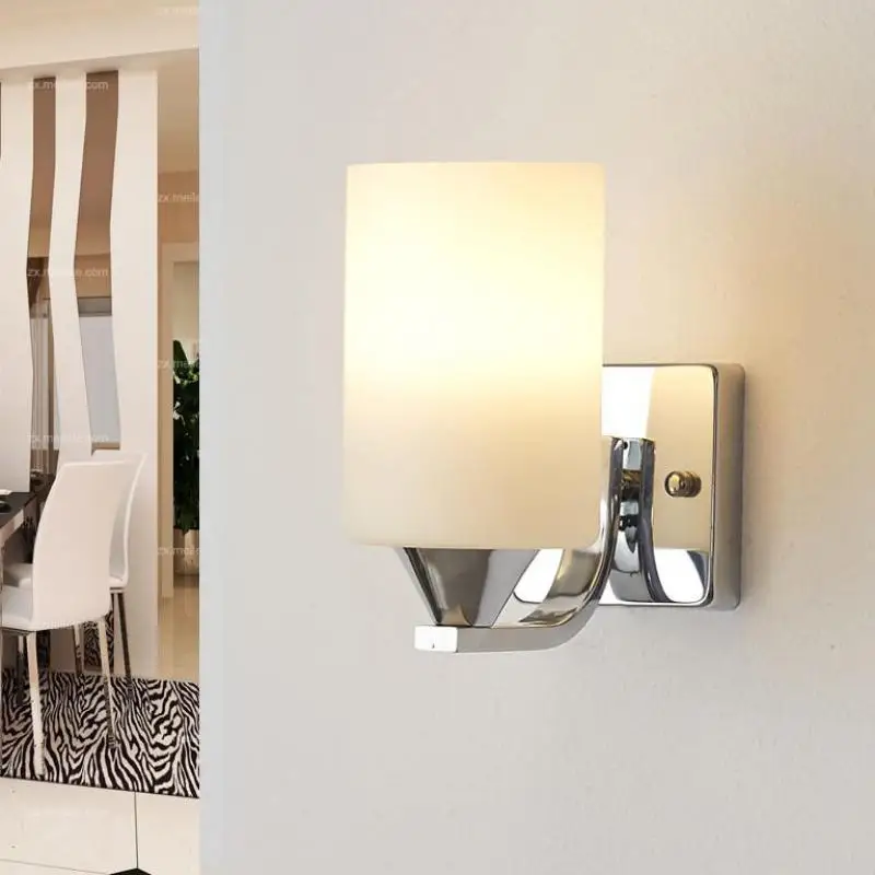 Модная стеклянная настенная лампа, короткая современная светодиодная зеркальная подсветка стен в коридоре, спальни, гостиной, прикроватная лампа E27, новинка, лампада
