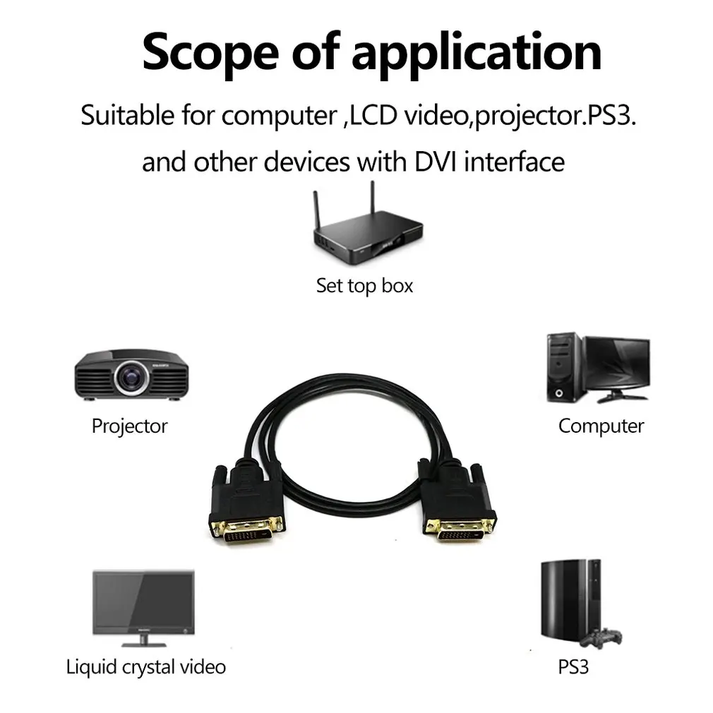 Офис DVI 24+ 1 Pin DVI цифровой видео Dual Link Удлинительный кабель со штыревыми соединителями на обоих концах для подключения к USB кабель конвертер адаптер 0,3/1/2/3 м