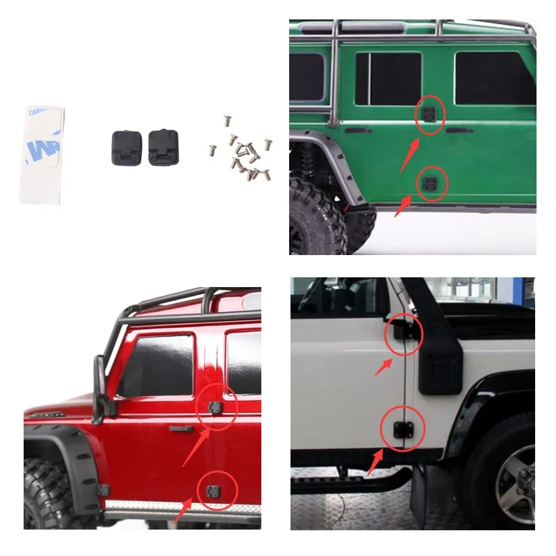 

Fimonda 1Set Black Plastic 1:10 RC Car TRX4 D90 D110 Simulation Door Hinge for RC TRAXXAS Crawler Defender Door Hinge parts