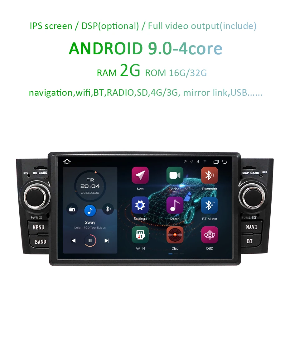 4G 64G DSP Android 9,0 автомобильный dvd-плеер для Fiat Grande Punto Linea 2007-2012 gps навигация Мультимедиа Радио экран