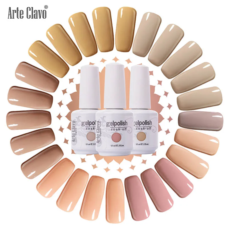 

New Arrivals Arte Clavo 15ml Any 1 Color Nude Color Series Nail Gel Polish Soak Off Gel Long Lasting UV Gel Colorful Nail Art