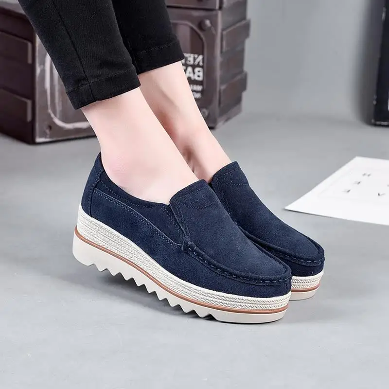 

new women flats shoes platform sneakers shoes leather suede casual shoes slip on flats heels creepers moccasins women mujer #168