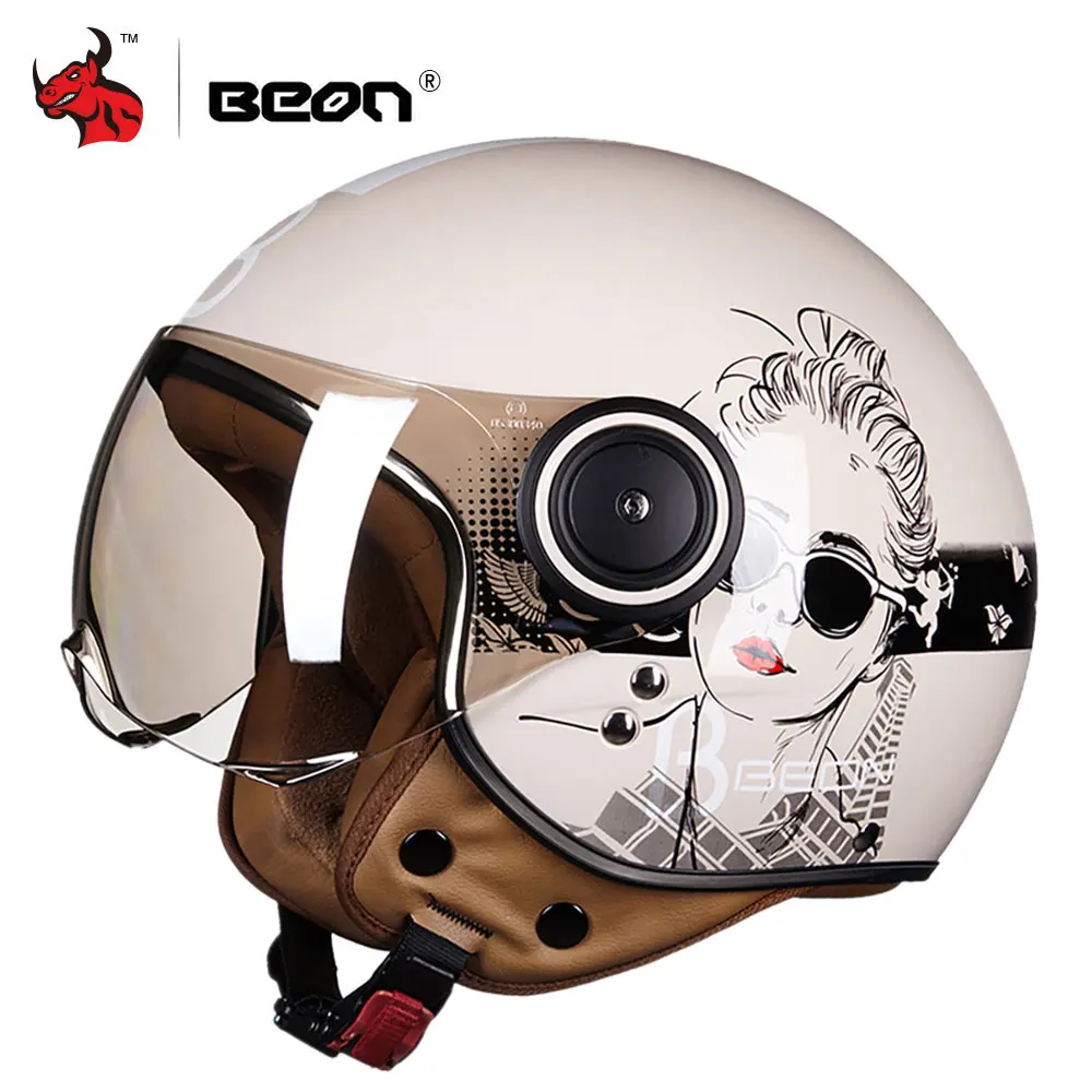 

BEON Motorcycle Helmet Chopper 3/4 Open Face Vintage Moto Helmet Moto Casque Casco Capacete Men Women Scooter Motorbike Helmet