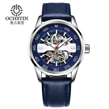 

OCHSTIN Fashion Skeleton Automatic Watch Casual Men Mechanical Wristwatches Power Self Winding Analog PU Leather Clock 62002