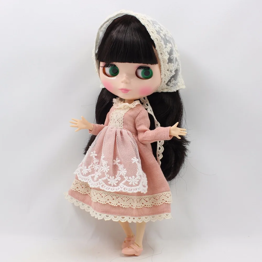 Free shipping for Blyth Doll icy light pink dress with lace Scarf lady dress clothes 1/6 bjd Free shipping for Blyth Doll icy light pink dress with lace Scarf lady dress clothes 1/6 bjd