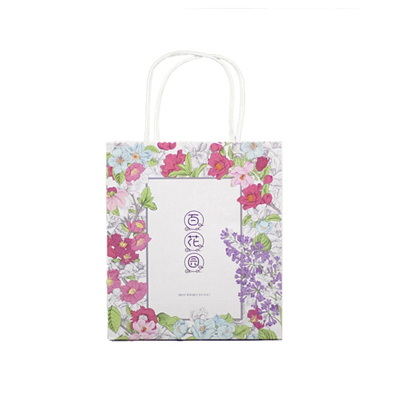 

Xin Jia Yi Packaging White Flower Paper Bag With White Handle Wedding Birthday Party Favor Gift Package Food Grade Bag