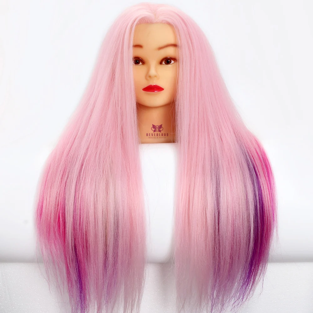 

Neverland 24" Colorful Pink Hair Mannequin Head High Temperature Fiber Practice Training Head Model For Hairdressing