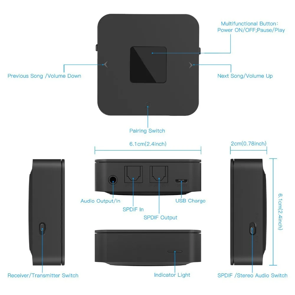 Bluetooth 5,0 CSR8670 Aptx низкая задержка 3,5 мм RCA SPDIF оптический приемник и передатчик приемопередатчик беспроводной аудио Музыка ТВ адаптер