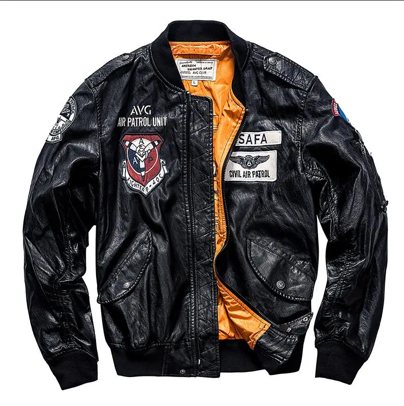 

Air Force Pilot Leather Jacket Men Pu Leather Baseball uniform jaqueta masculina Men's Motorcycle Leather Jacket