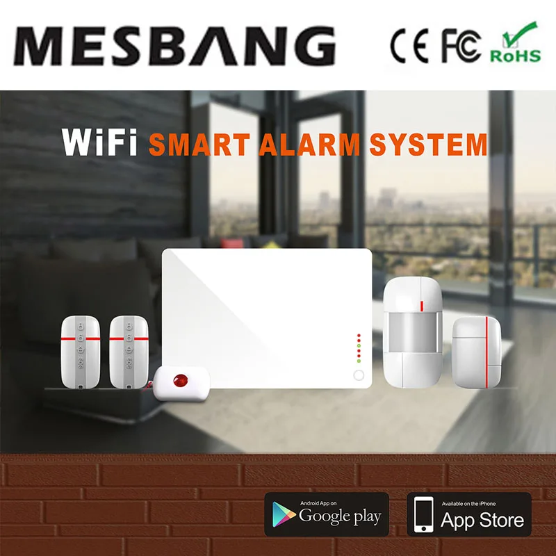 

Mesbang Wifi Wireless Security Alarm System For Home Office Shop Support Wireless Wifi IP Camera Free Shipping