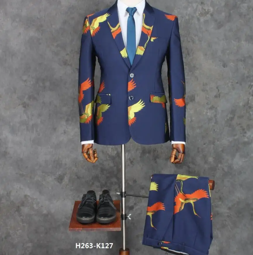 

S-4XL ! New Formal Dress Men's slim personality flower Weeding Dress singers DJ stage wear costumes party jacket groom coat !