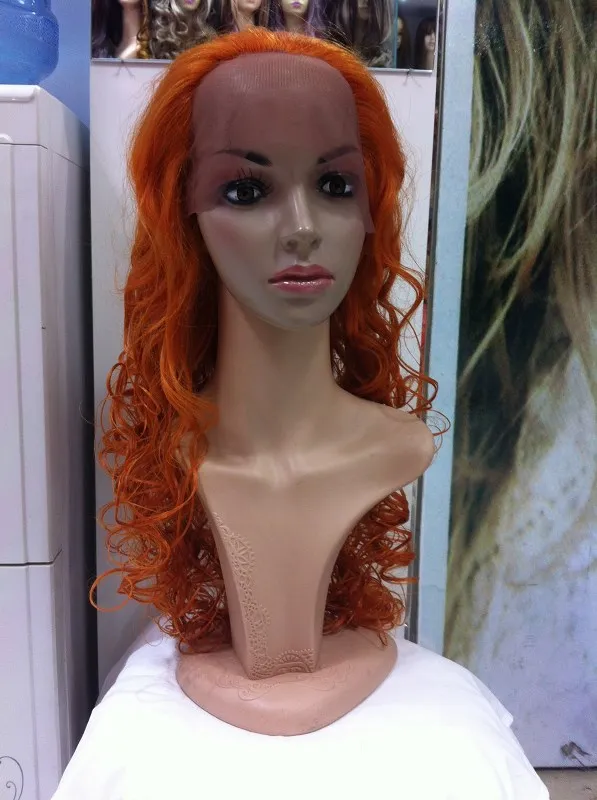 

FREE SHIPPING New Fashion Custom Long Curly Orange Lace Front Wig about 22 Inches