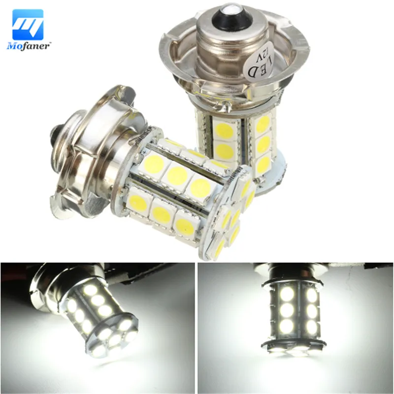2 PCS 12V AC P26 S 24 SMD LED White Motorbike Motorcycle Headlight Car Bulb Lamp