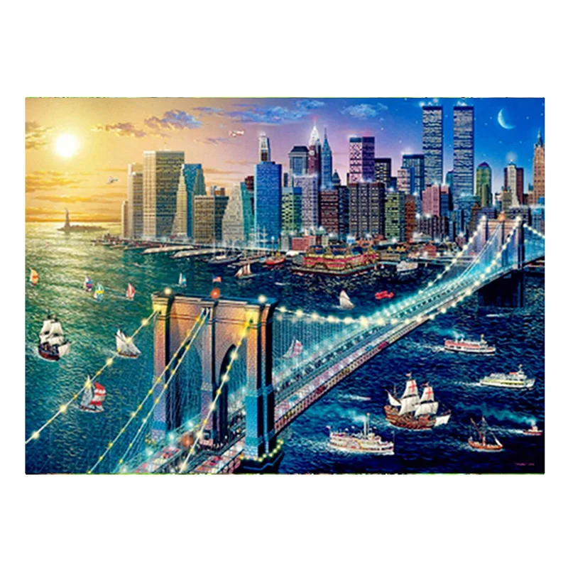 

Desire Diamond Painting Cross Stitch Landscape City Bridge Round Drill Mosaic Picture Rhinestone DIY Diamond Embroidery PT2114