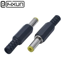 Adaptador de tomada macho dc 2.1x5.5x14/ 2.5x5.5x14mm, adaptador de tomada de áudio com 10 peças tomada jack para tomada, cabeça amarela de plástico