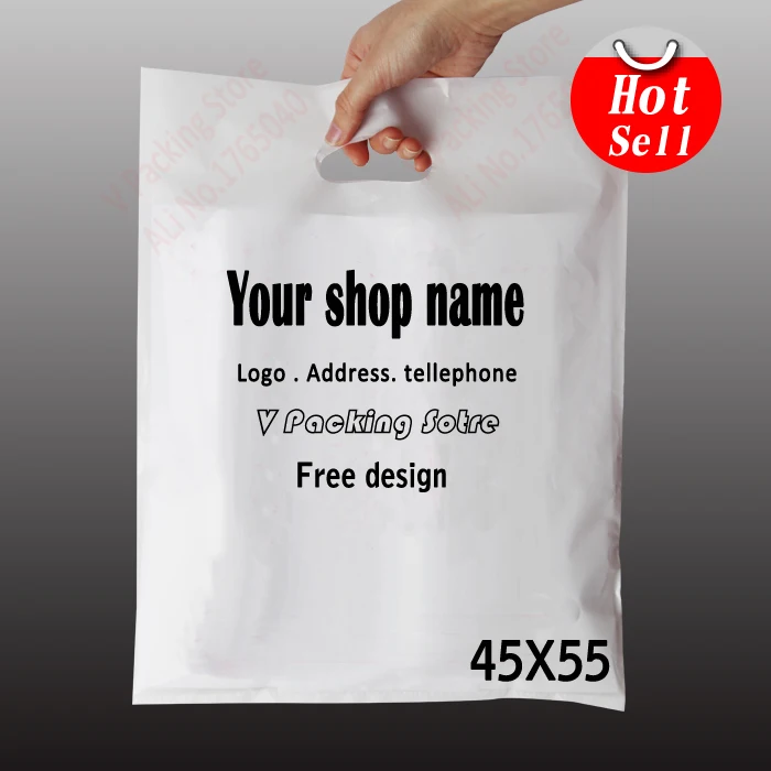 45*55cmPackaging plastic bags print for shopping custom handle bag with logo designed bag ...