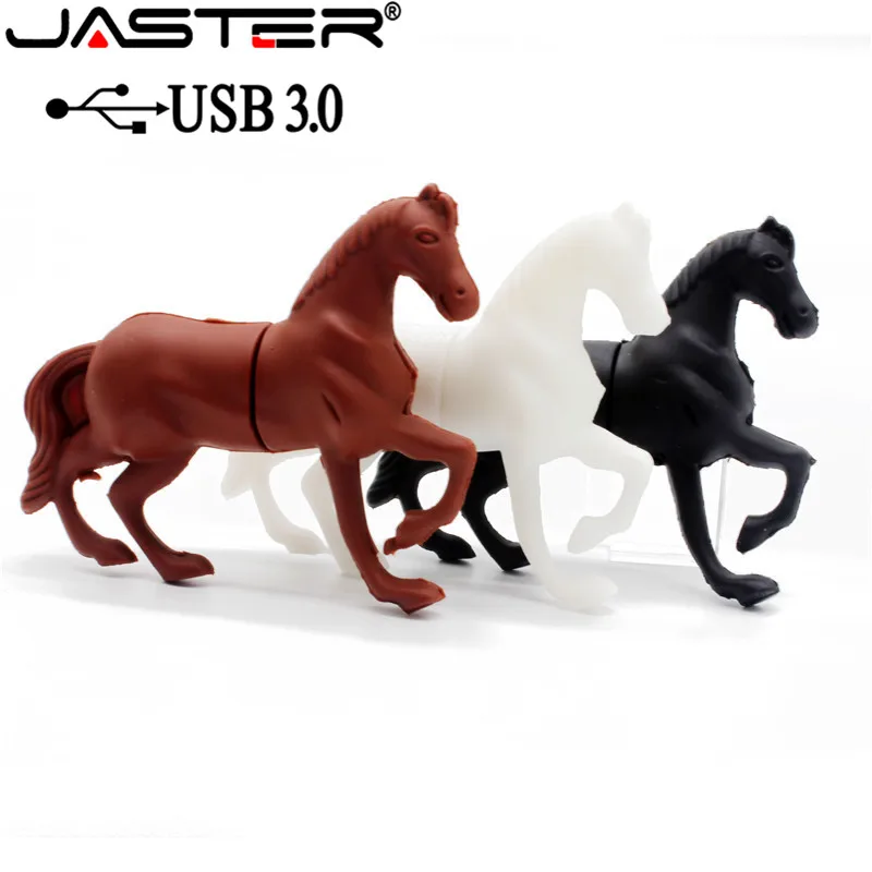 JASTER горячая распродажа высокое Скорость флеш-накопитель USB 3,0 4 ГБ 8 16 32 64 Творческий мультфильм лошадь USB реального ёмкость memory stick