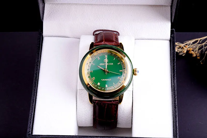 Montres Antique en argent de jade classique bracelet en cuir