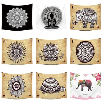 

India Elephant Printed Bohemia Mandela Tapestry Rectangle Bedspread Beach Cover Up Yoga Mat Wall Sheets Home Decor Tapestry