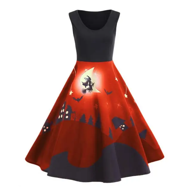 Vintage Hepburn Style Pattern Print Flare Sleeveless Dress Vintage Hepburn Style Pattern Print Flare Sleeveless Dress Ball Gown Vampire Theatre Costume Midi