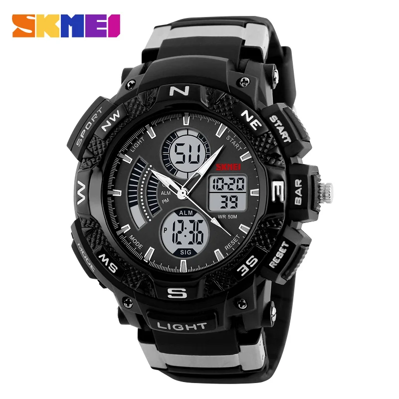 

SKMEI Fashion Outdoor Sport Watch Men Multi-function Chrono 5Bar Waterproof Dual Display Wristwatches relogio masculino 1211