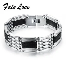 Повседневное Нержавеющая сталь спортивный силиконовый браслет, наручный браслет большие Ширина 18 мм Длина 22 см в европейском и американском стиле; декоративный FL935