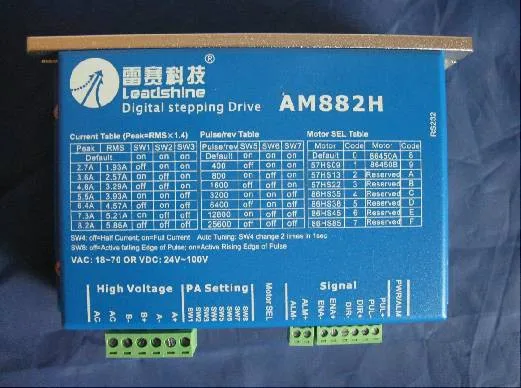 Free shipping Leadshine 2-phase stepper driver AM882H fit NEMA 23/34/42 stepper motor work 36-80VDC out 2.7A-8.2A CNC Drivers Free shipping Leadshine 2-phase stepper driver AM882H fit NEMA 23/34/42 stepper motor work 36-80VDC out 2.7A-8.2A CNC Drivers
