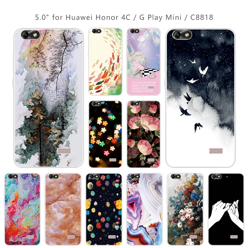 Для Huawei Honor 4C/G Play Mini Star чехол мягкий силиконовый для 4C Capa Full Skull Phone Fundas прозрачный |