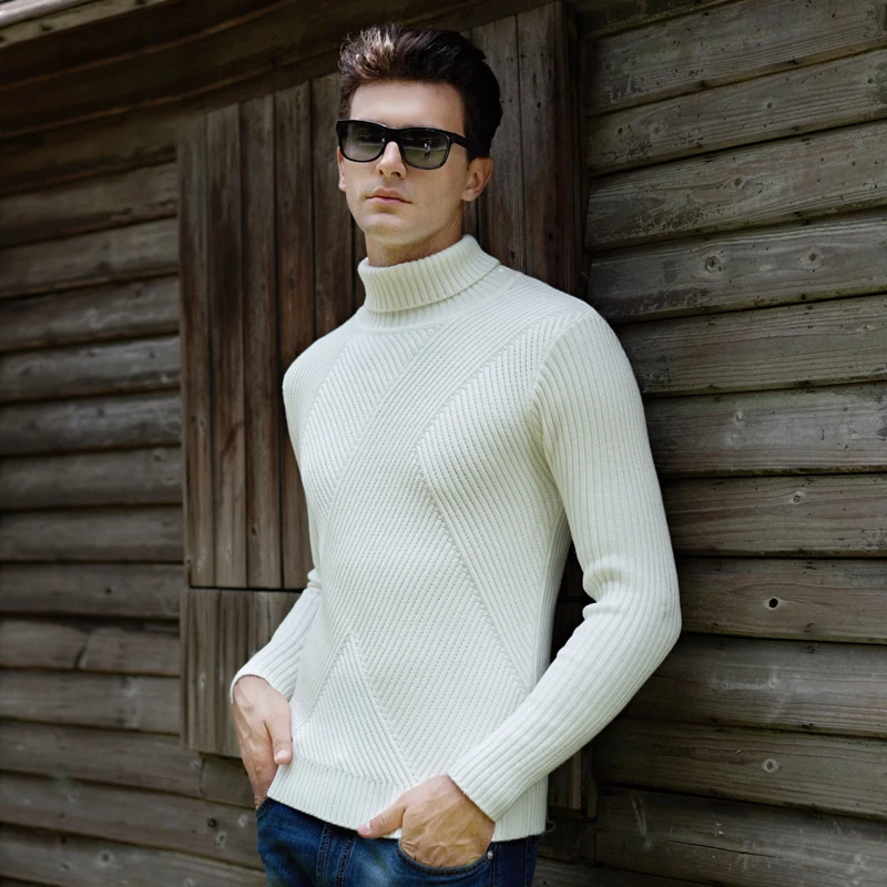 Turtleneck font b Sweaters b font font b Men b font Solid Long Sleeve Pullovers font