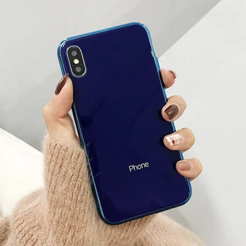 

Electroplated glass all-inclusive soft shell solid color phone case for iphone 11 Pro Max 11 Pro 11 XS Max XS XR X 8Plus Cover