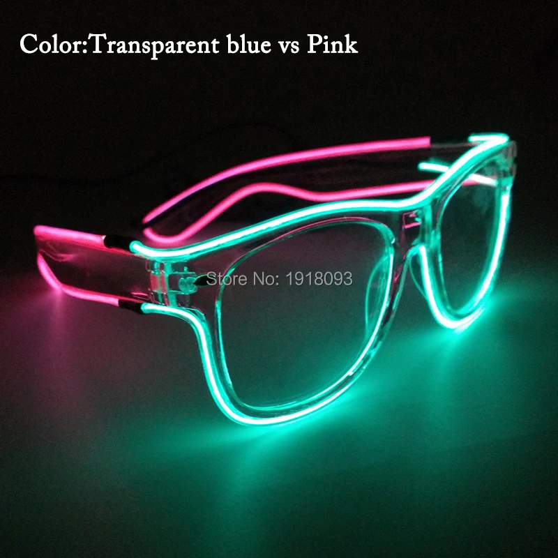 Óculos de Vidros com Som Iluminação do Feriado com Motorista Barato Peças Cores Duplas Ativado el Fio Incandescente Quadro Transparente 30 15 Vidros com Som ativado EL Fio Incandescente